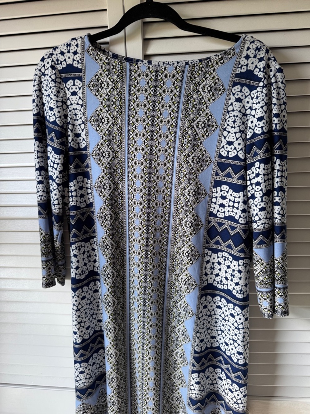 London Times Navy and Light Blue Geometric Boatneck Tunic - Picture 2 of 5